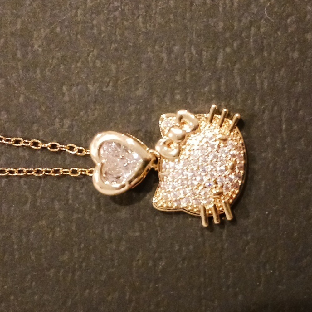 Gold Plated Diamond Hello Kitty Necklace